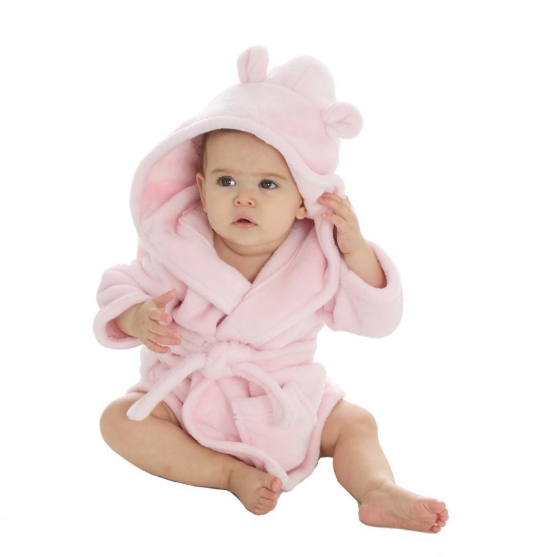 BABY PINK HOODED DRESSING GOWN