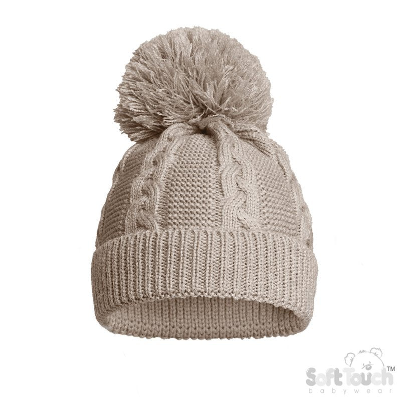 Cable Knit Hat with pom pom baby and toddler (Copy)