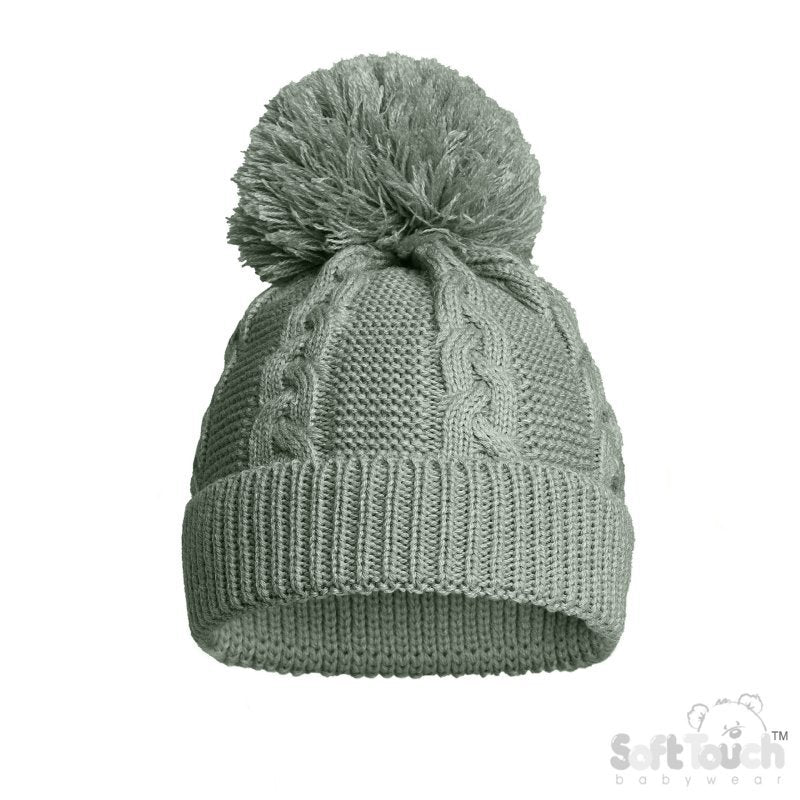 Cable Knit Hat with pom pom baby and toddler