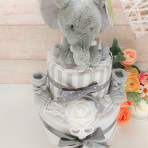 Nappy Cake, Elephant theme, Baby shower gift, Unisex Baby hamper, Baby boy gift, Baby girl gift, Mum to be gift, Neutral baby shower gift,