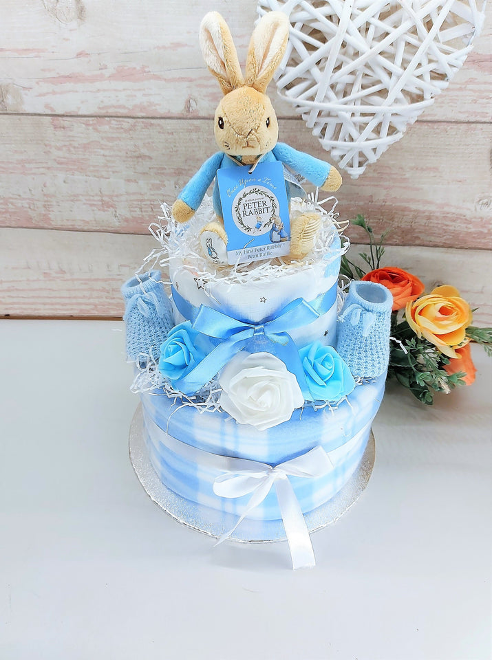 Nappy Cakes, Peter Rabbit theme ,Nappy Cake, Baby Shower gift, Baby Boy nappy cake, mum to be gift, baby boy hamper, New PArents Gift