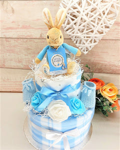 Nappy Cakes, Peter Rabbit theme ,Nappy Cake, Baby Shower gift, Baby Boy nappy cake, mum to be gift, baby boy hamper, New PArents Gift