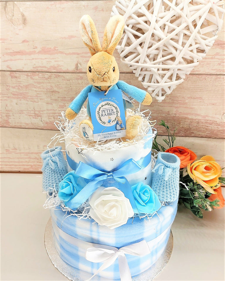 Nappy Cakes, Peter Rabbit theme ,Nappy Cake, Baby Shower gift, Baby Boy nappy cake, mum to be gift, baby boy hamper, New PArents Gift