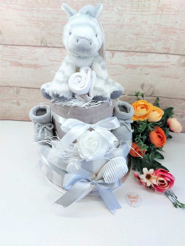 Nappy Cakes, Nappy Cake, Safari theme, Zebra, Unisex Baby hamper, Baby boy gift, Baby girl gift, Mum to be gift, Neutral baby shower gift,