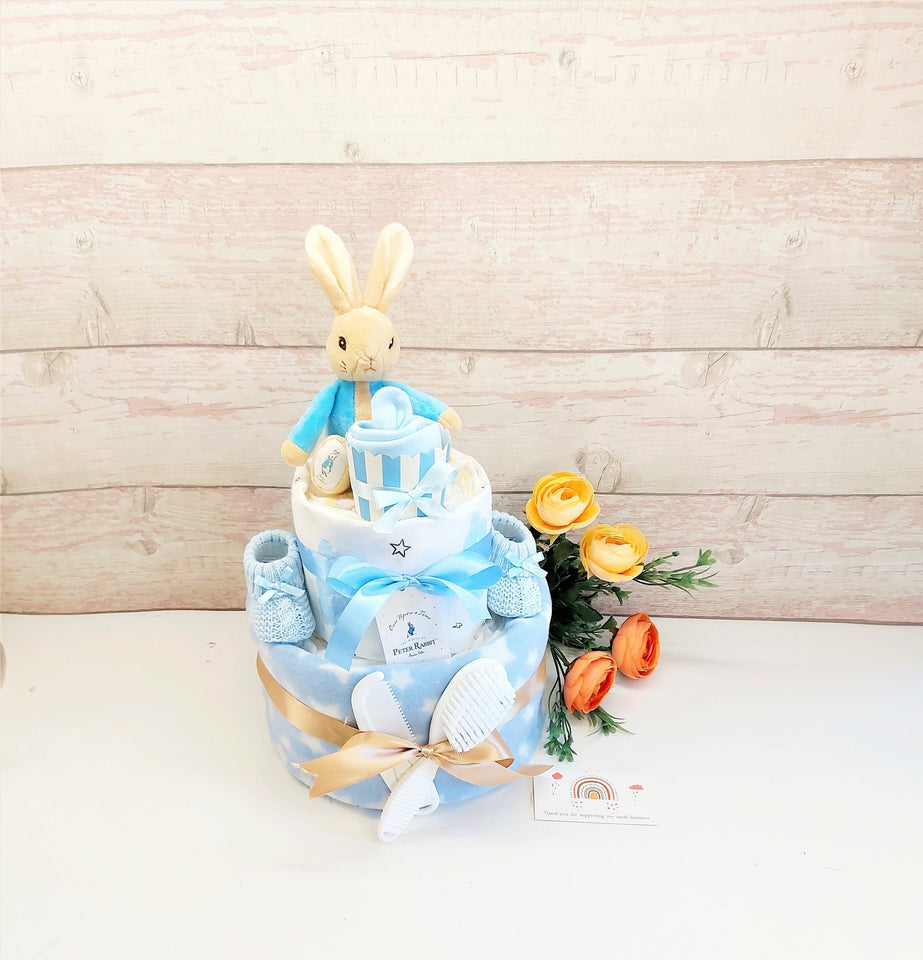 Nappy Cake, Peter Rabbit theme ,Nappy Cakes, Baby Shower gift, Baby Boy nappy cake, mum to be gift, baby boy hamper, New Parents Gift