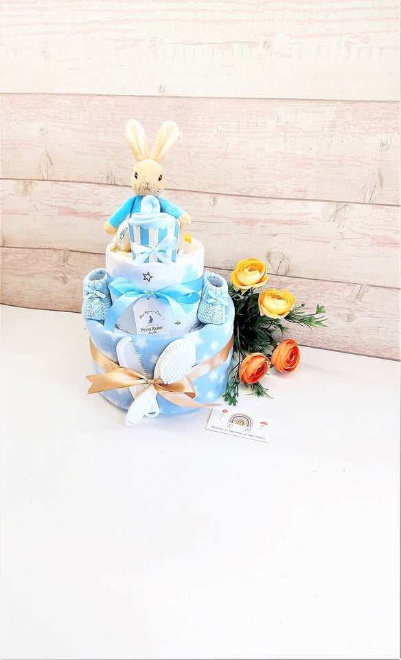 Peter Rabbit Nappy Cake, Nappy Cakes, Baby Shower gift, Baby Boy nappy cake, mum to be gift, baby boy hamper, New Parents Gift