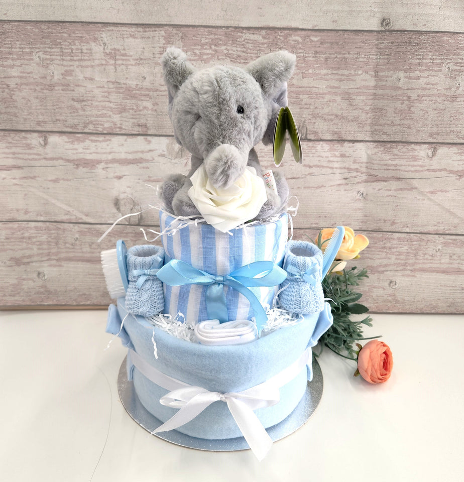 Nappy Cakes, Nappy Cake, Elephant theme, Unisex Baby hamper, Baby boy gift, Baby girl gift, Mum to be gift, Neutral baby shower gift,