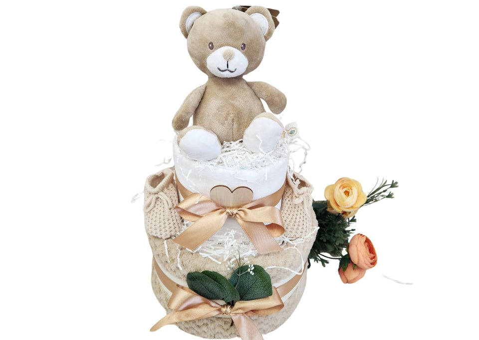 Nappy Cakes, Nappy Cake,Cute Bear theme, Unisex Baby hamper, Baby boy gift, Baby girl gift, Mum to be gift, Neutral baby shower gift,