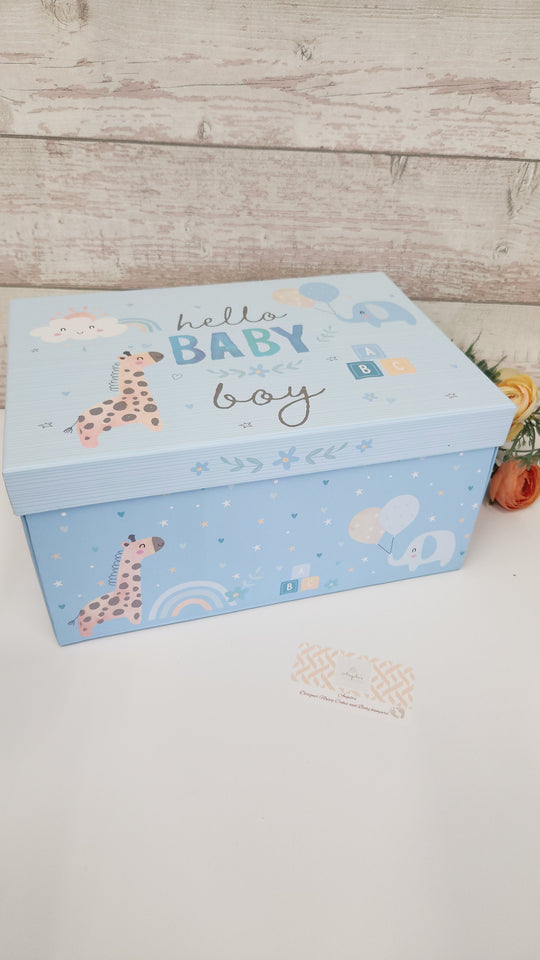 Deluxe Baby Boy Safari Gift Hamper, Baby gown with cute mugs for mummy and daddy, Baby Shower gift, gift for new parents, free gift card