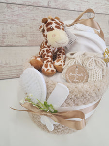 New Deluxe Unisex baby safari pram nappy cake, baby shower gift, unisex baby gift, mum to be gift, new parents gift