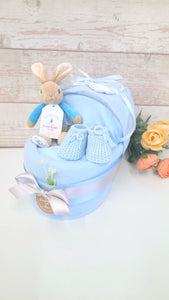 New Baby Boy, Nappy Cake, Baby bunny theme, Baby shower gift, Baby shower centrepiece, New mum gift, New parents gift, Maternity leave gift