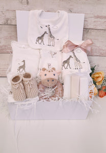 Gorgeous Baby Hamper,10 piece Safari Giraffe gift box hamper, personalised baby gift, baby shower gift, baby boy gift, baby girl gift