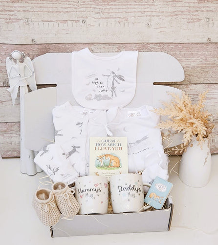 New Unisex Baby Hamper, Popular baby nursery brand, 10 piece Baby gift box with mugs for parents, baby shower gift, new baby gift, baby boy