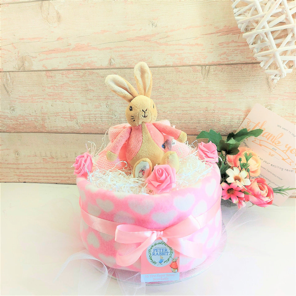 Nappy Cake, Baby Girl gift,Peter Rabbit Flopsy Bunny, Baby Shower gift, baby shower nappy cake, mum to be gift, new parents gift, baby girl