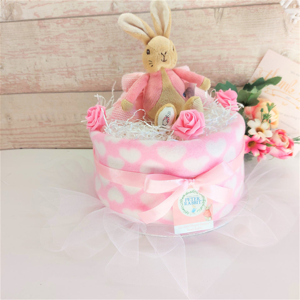 Nappy Cake, Baby Girl gift,Peter Rabbit Flopsy Bunny, Baby Shower gift, baby shower nappy cake, mum to be gift, new parents gift, baby girl