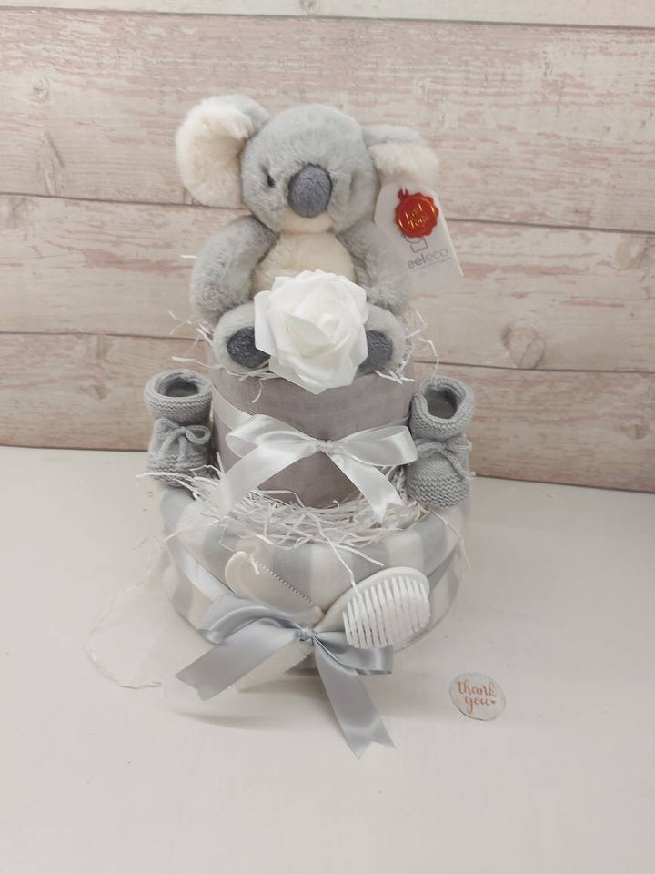 Nappy Cakes, Baby koala theme,Unisex Baby hamper, Baby boy gift, Baby girl gift, Mum to be gift, Neutral baby shower gift,