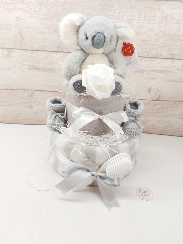 Nappy Cakes, Baby koala theme,Unisex Baby hamper, Baby boy gift, Baby girl gift, Mum to be gift, Neutral baby shower gift,