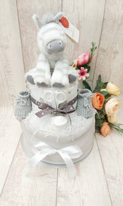 New Nappy Cake,  Unisex Nappy cake with 30 baby milestone cards, Baby boy gift, Baby girl gift, Mum to be gift, Neutral baby shower gift