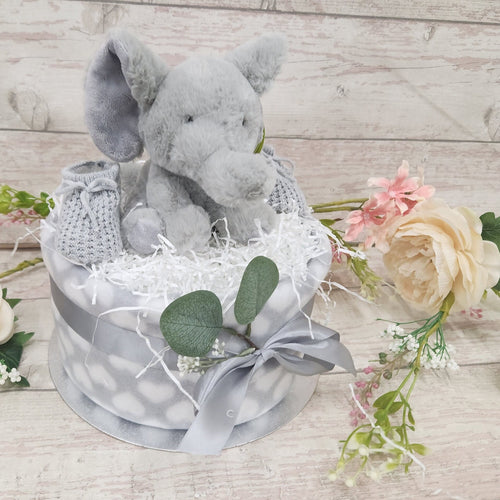 Unisex Nappy Cake, baby elephant theme, Baby shower gift, Unisex  hamper, Baby boy gift,  Mum to be gift,  baby shower gift,nappy cakes